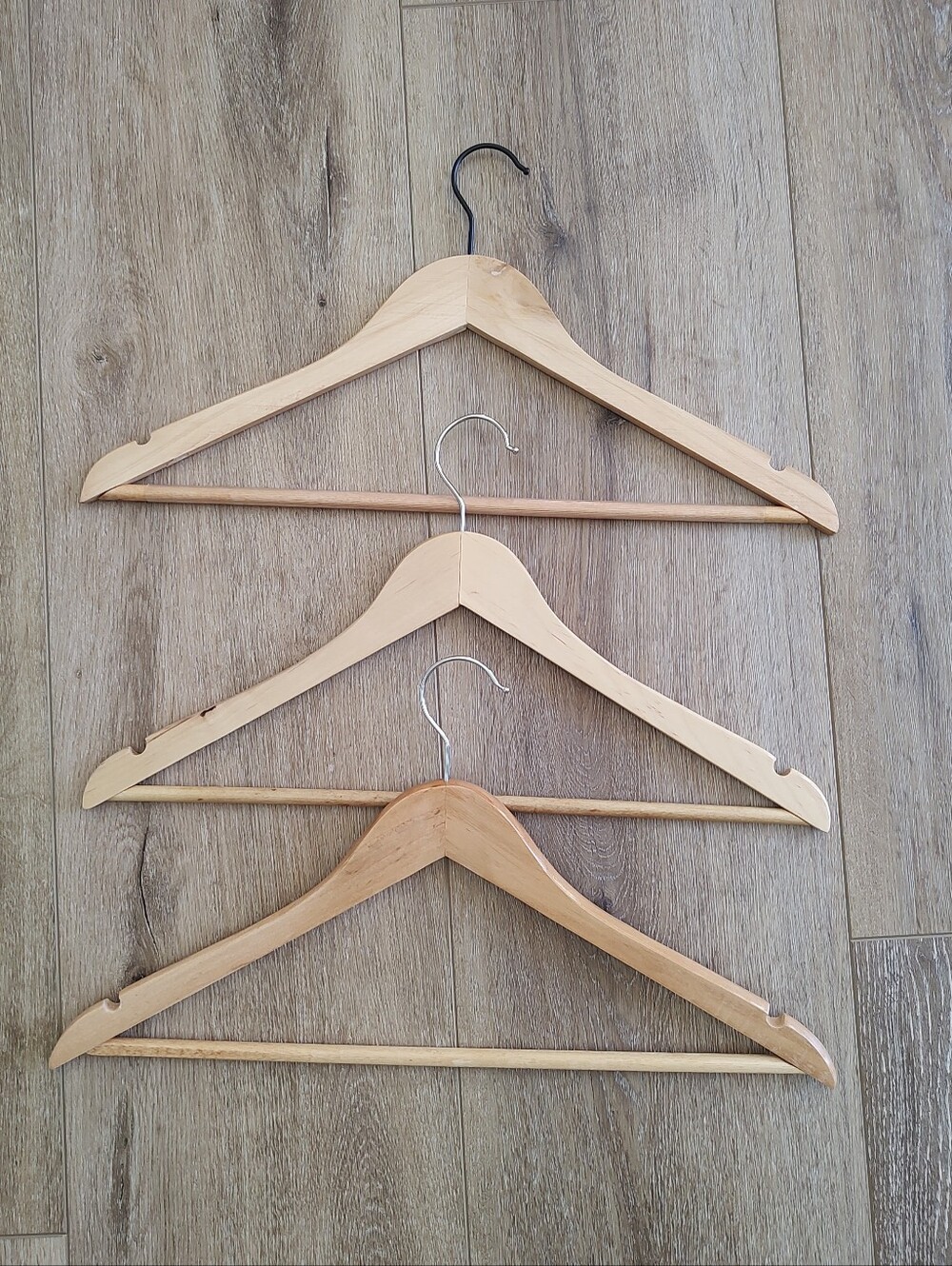 Set Of Three Coated Wood Hangers